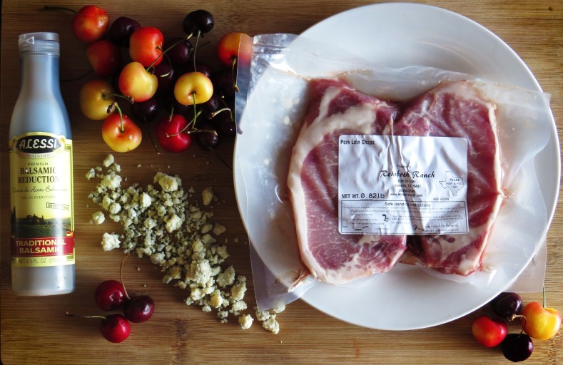 Cherry Balsamic Pork Chops with Gorgonzola Mashed Potatoes | Girl and Apron