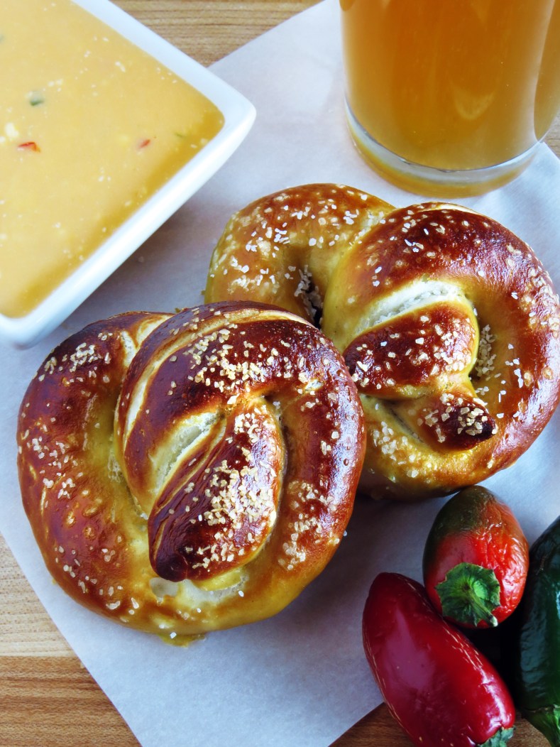 Homemade Soft Pretzels with Jalapeño Beer Cheese